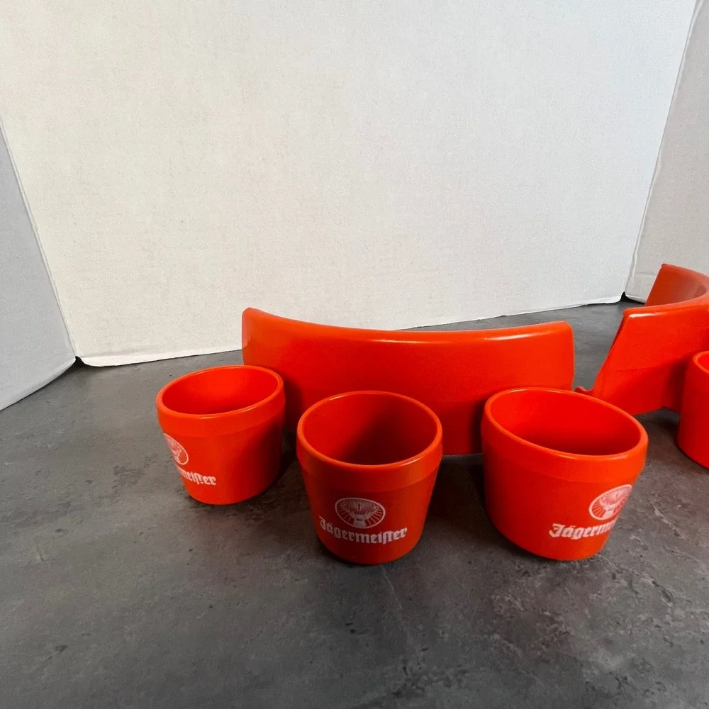 Jägermeister 6 Shooter Orange Shot Glass Holders Barware Set Hip Pants Placement